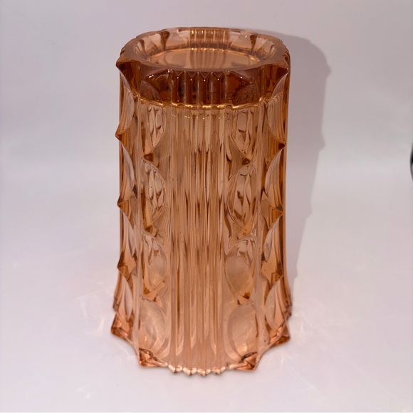 Artdeco Stolze vase pink peach pressed glass 1930's | Art Deco Style | 8” Tall - Picture 6 of 11